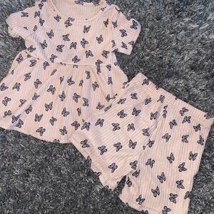 Butterfly Print Kids Matching Set